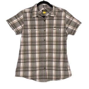Cabela’s Women’s Plaid Button Down Shirt Small S Outdoor Hiking Stretch Cotton